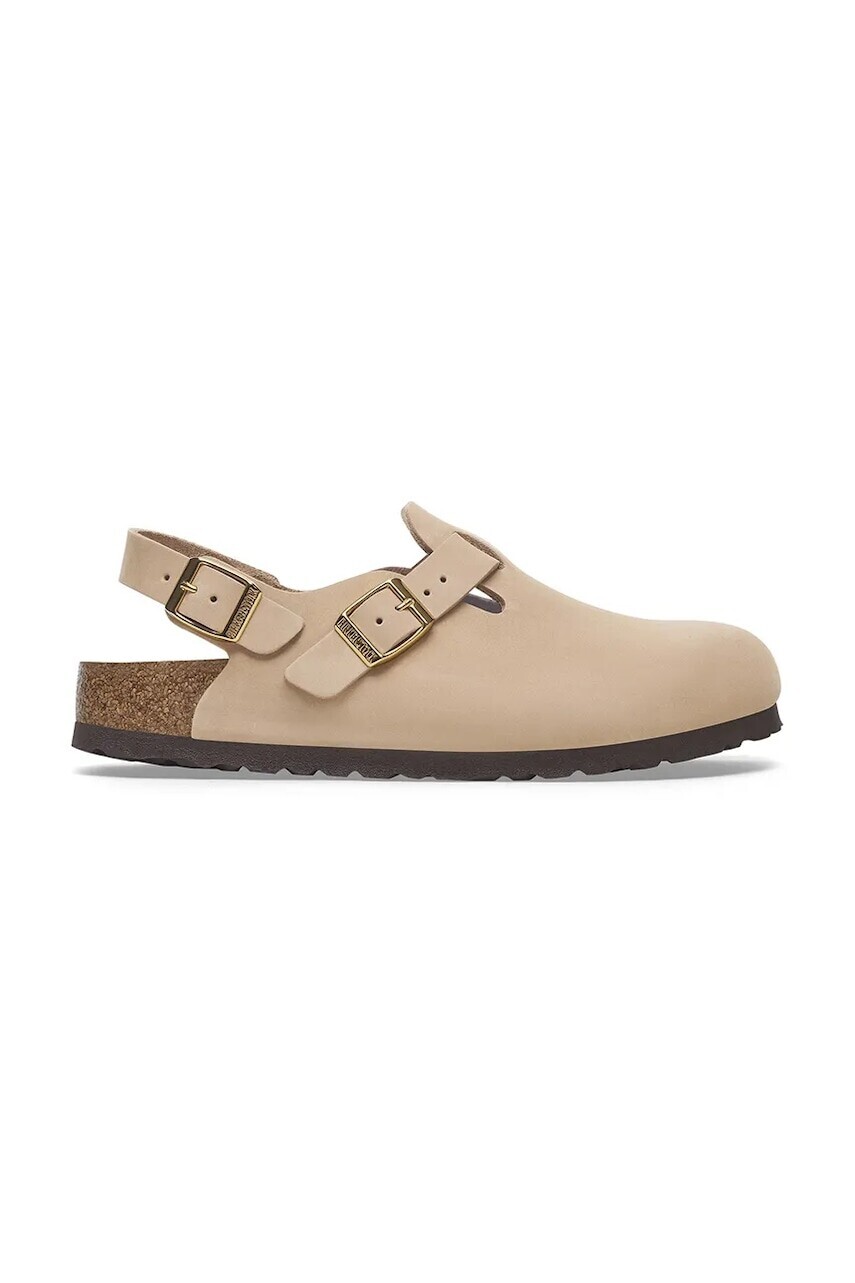 Nubukové šľapky Birkenstock Tokio dámske, béžová farba, 1029496