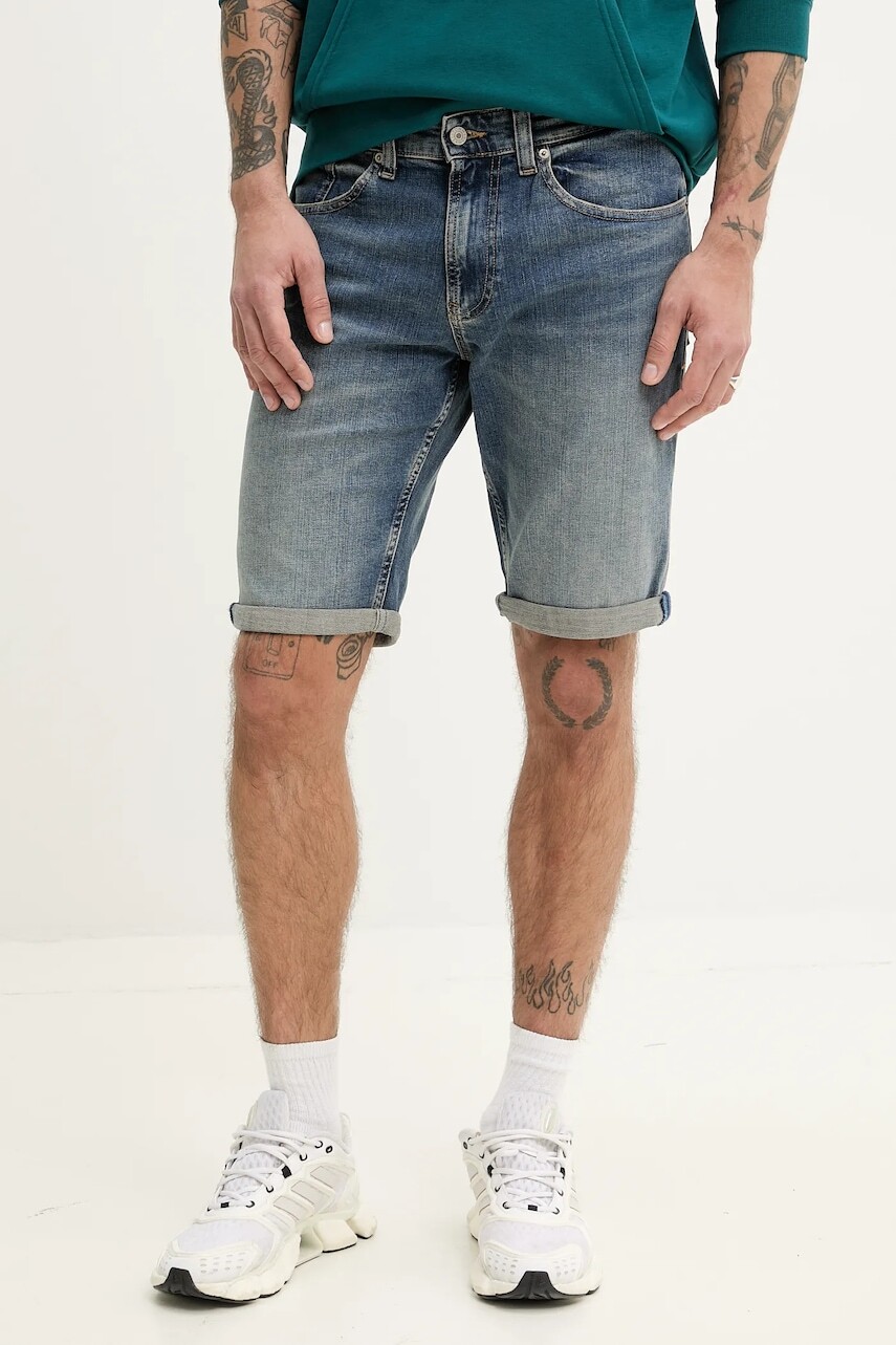 Rifľové krátke nohavice Tommy Jeans pánske, DM0DM20948