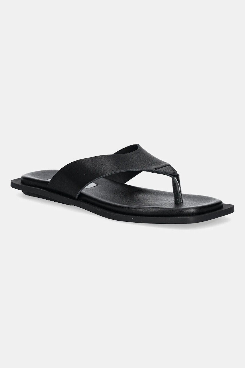Kožené žabky Steve Madden Splash dámske, čierna farba, na plochom podpätku, SM11003722