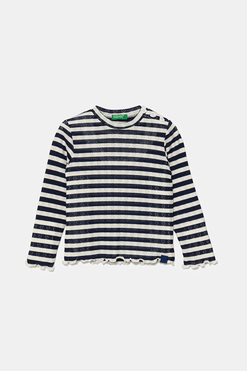 Detské tričko s dlhým rukávom United Colors of Benetton tmavomodrá farba, 33LQG10J7