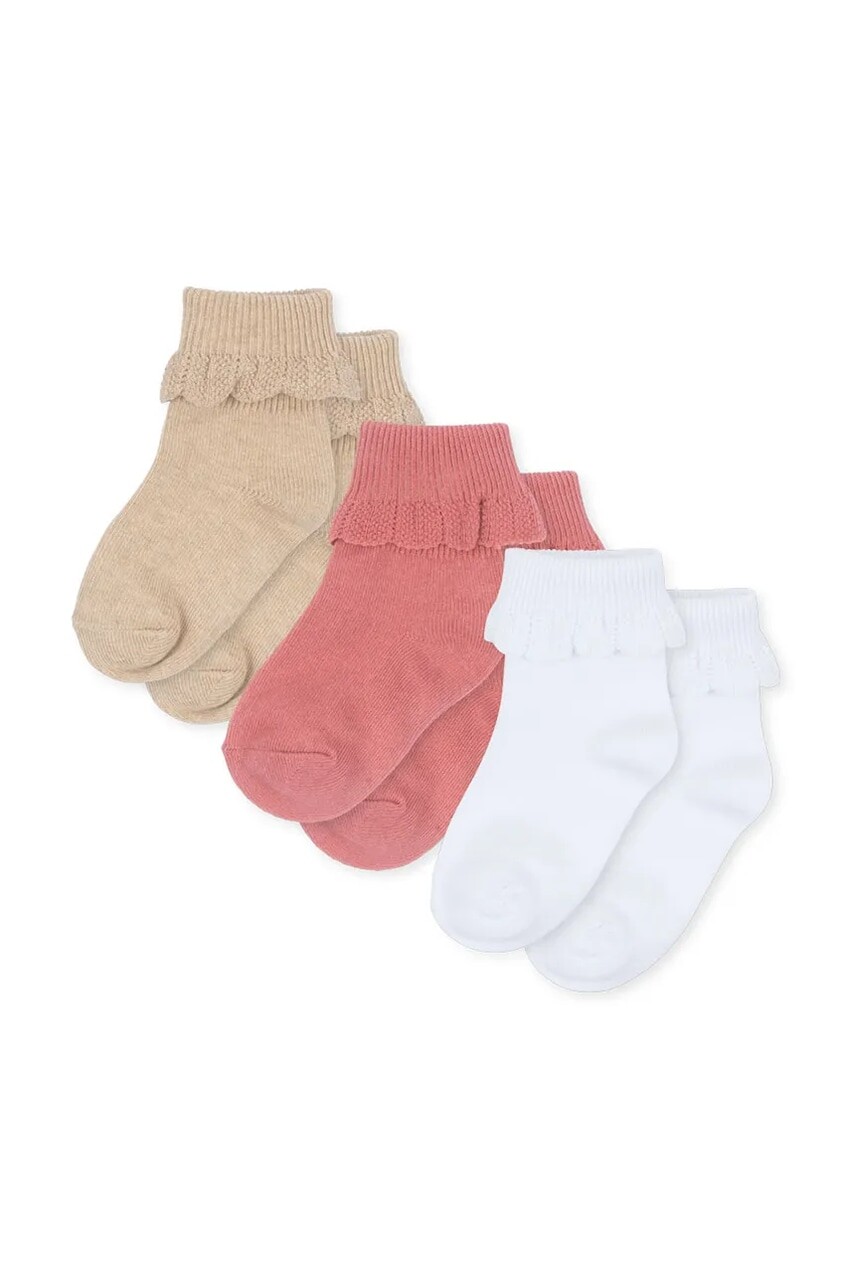 Detské ponožky Konges Sløjd 3 PACK FRILL SOCKS 3-pak béžová farba, KS103309