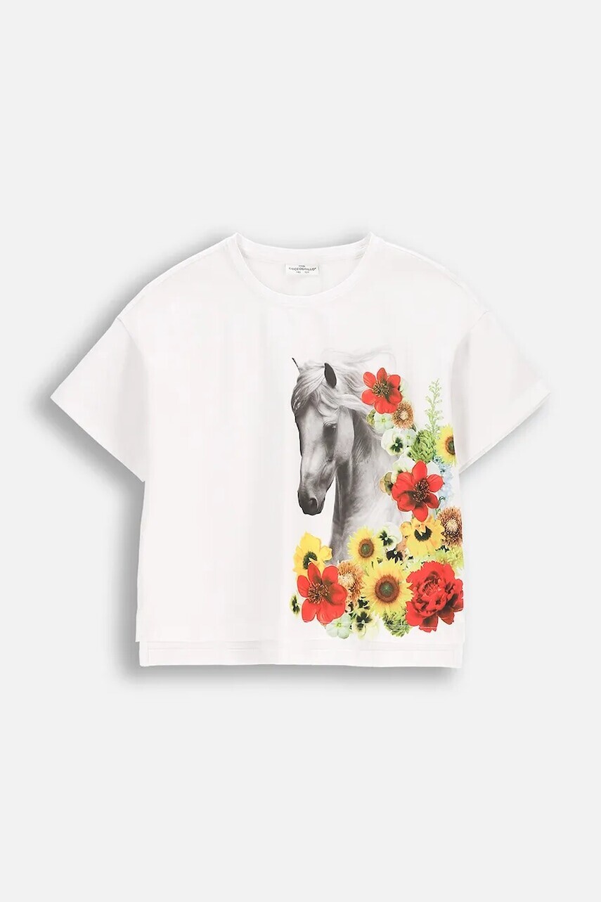 Detské tričko Coccodrillo biela farba, NOSTALGIC MEADOW GIRL JUNIOR