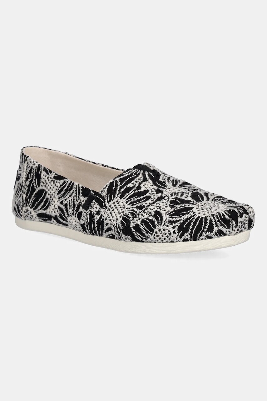Tenisky Toms OVERSIZED FLORAL EYELET čierna farba, 10021888
