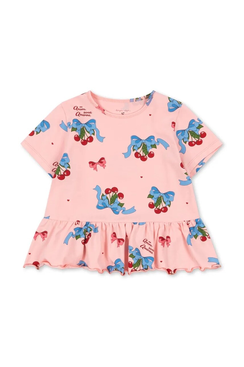 Tričko Konges Sløjd BASIC FRILL TEE GOTS ružová farba, KS103154