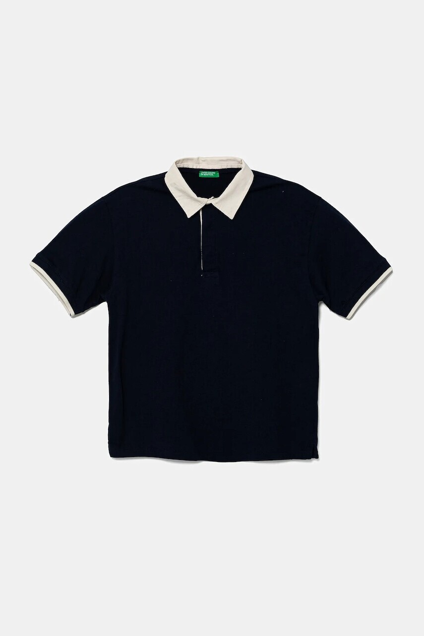 Bavlnené polo tričko United Colors of Benetton tmavomodrá farba, jednofarebná, 3MI5C301U