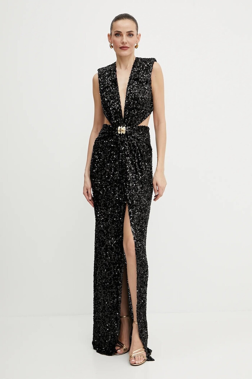 Šaty Elisabetta Franchi čierna farba, maxi, priliehavé, ABR4852E2
