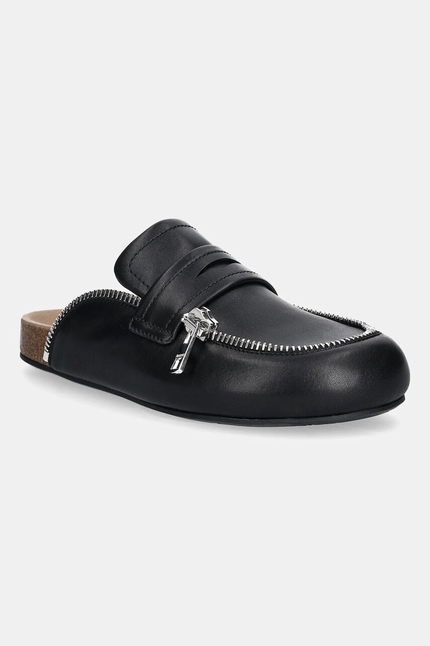 Kožené šľapky JW Anderson Biker Loafer čierna farba, LF0071 LA0268 999