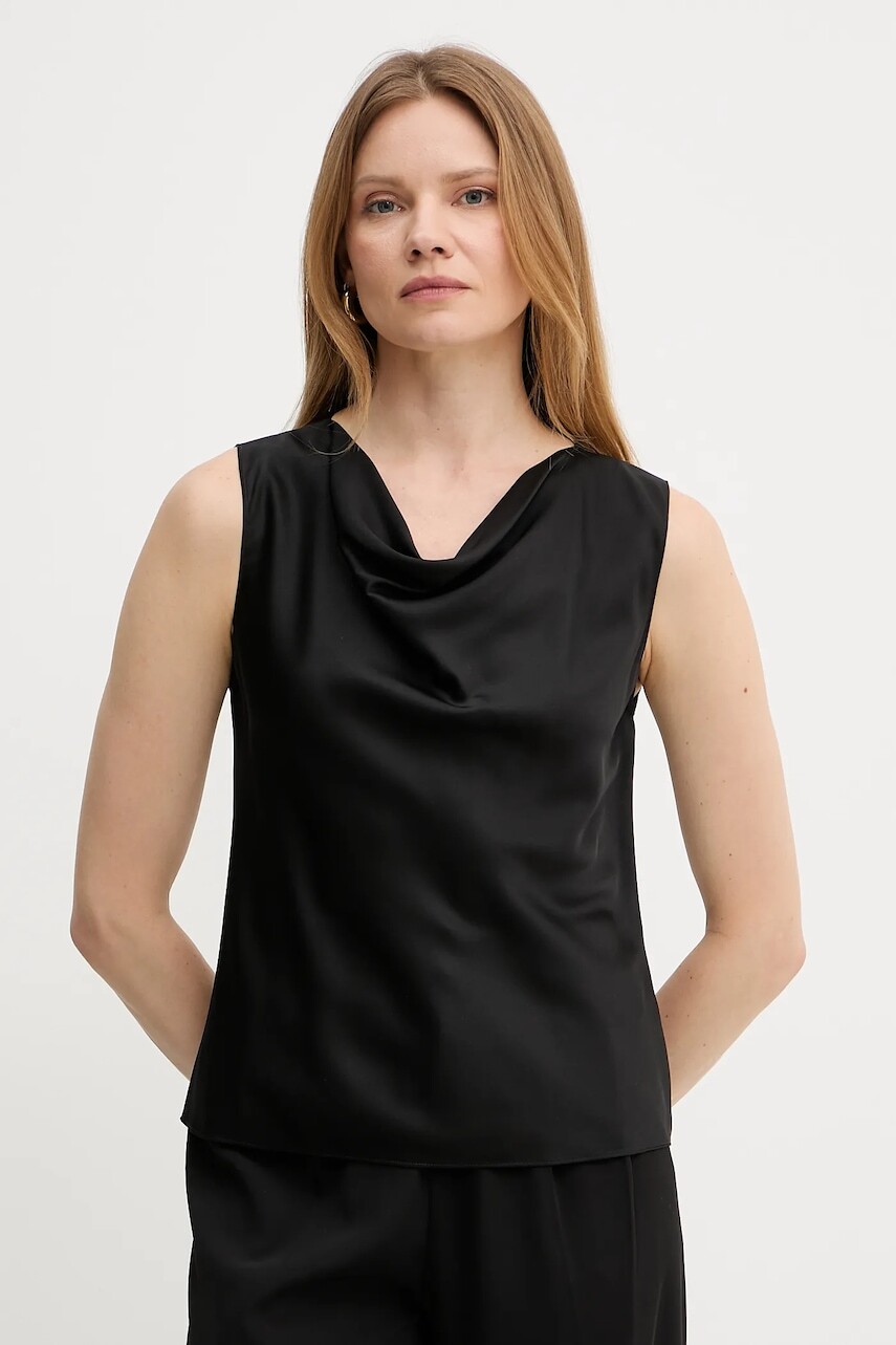 Hodvábna blúzka BOSS čierna farba, jednofarebná, 50537652