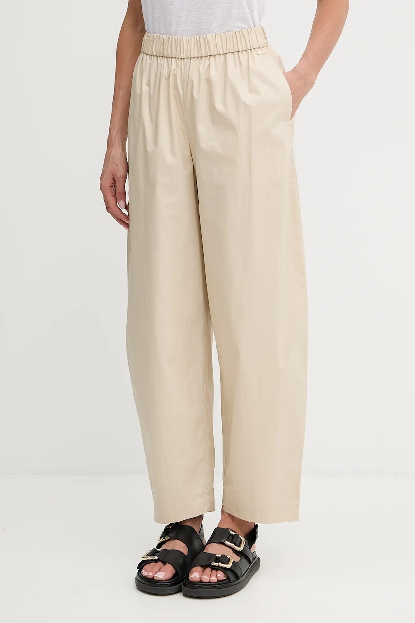 Bavlnené nohavice Armani Exchange béžová farba, široké, vysoký pás, XW000475 AF12812