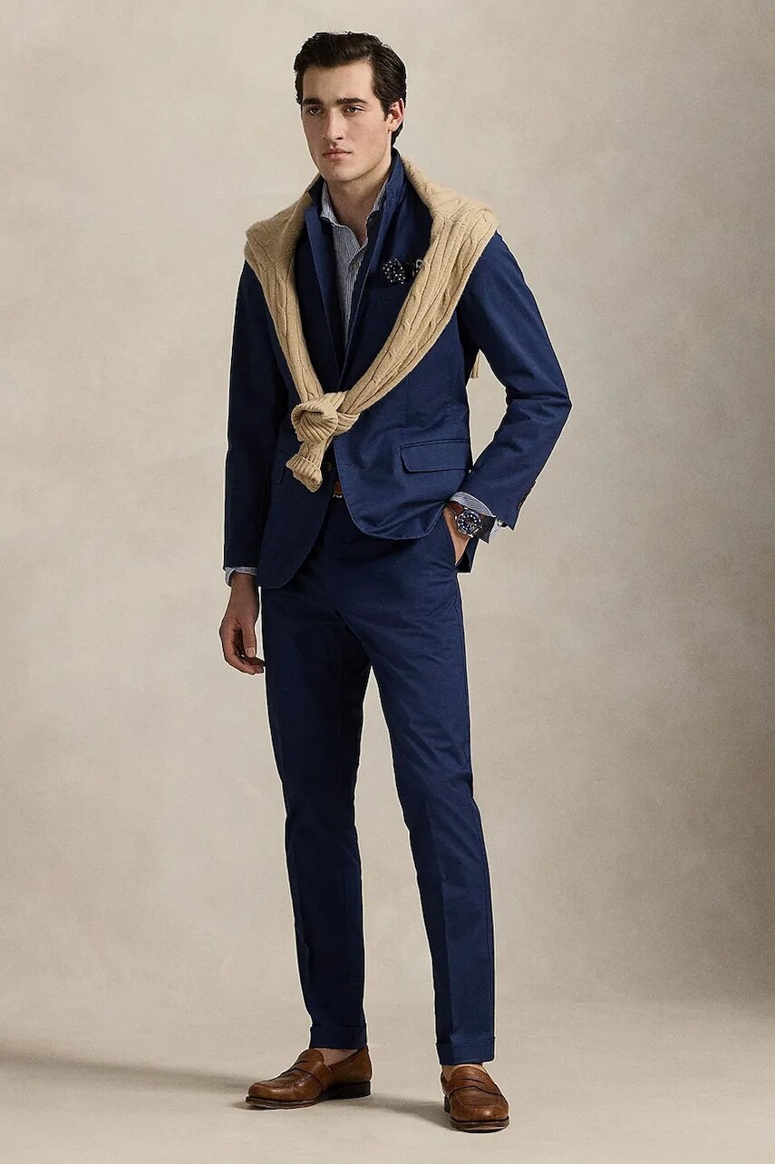 Nohavice Polo Ralph Lauren tmavomodrá farba, priliehavé, 715958495