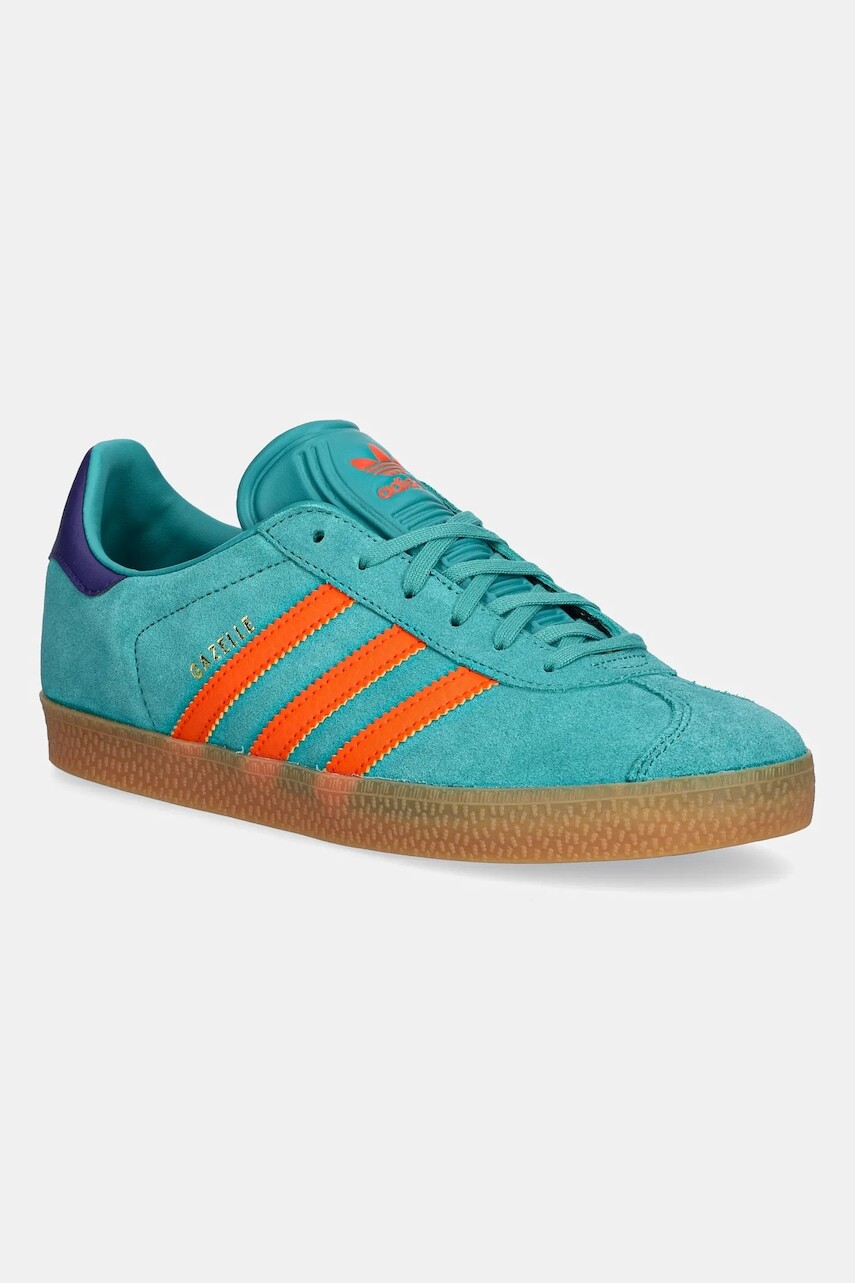 Detské kožené tenisky adidas Originals GAZELLE zelená farba, JR5943