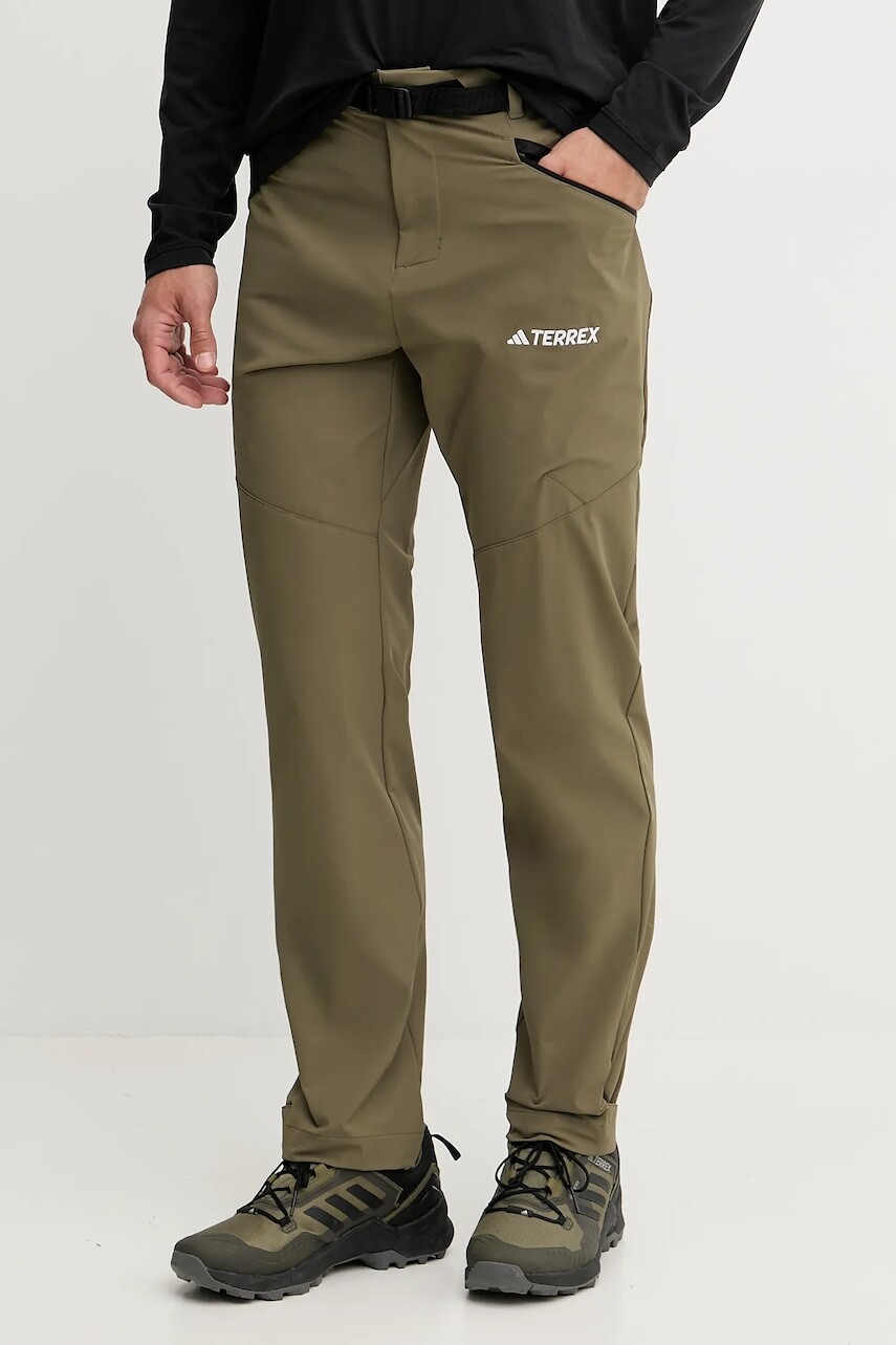 Turistické nohavice adidas TERREX Xperior zelená farba, rovný strih, IK3533