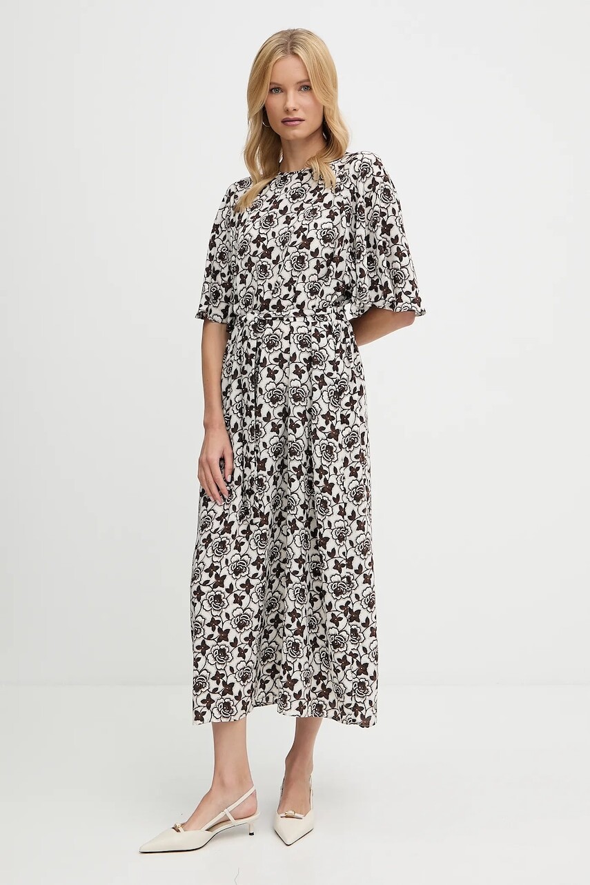 Hodvábne šaty Weekend Max Mara VARESE hnedá farba, maxi, áčkový strih, 2525226051600