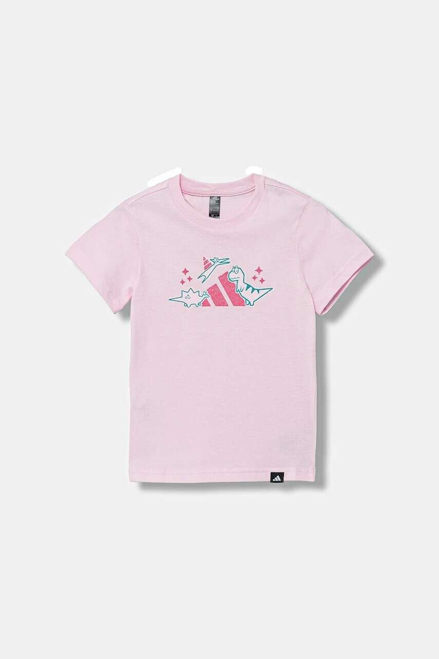 Detské bavlnené tričko adidas I ADIRAPTOR ružová farba, JV5069