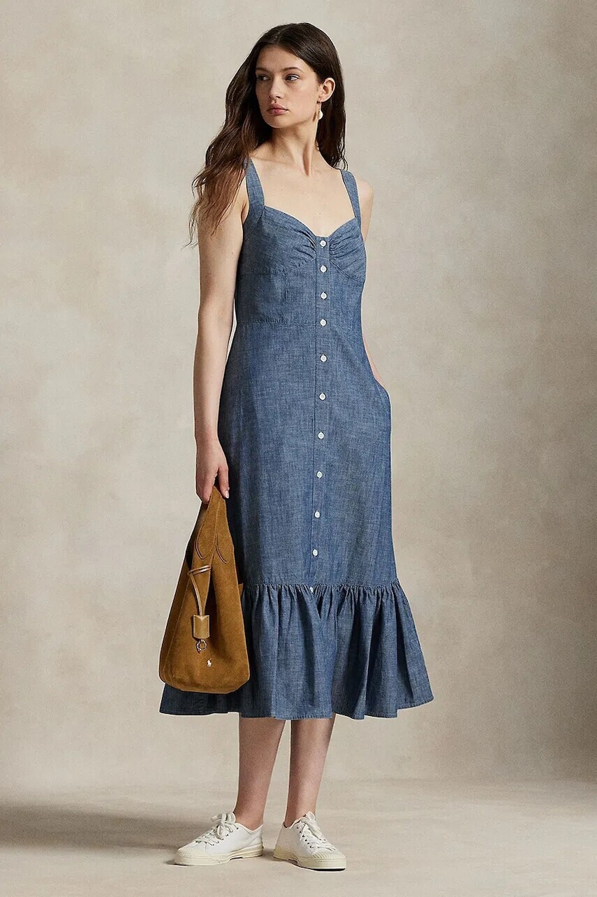 Bavlnené šaty Polo Ralph Lauren midi, áčkový strih, 211972068
