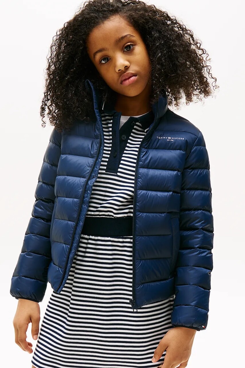 Detská bunda Tommy Hilfiger tmavomodrá farba, KS0KS00652