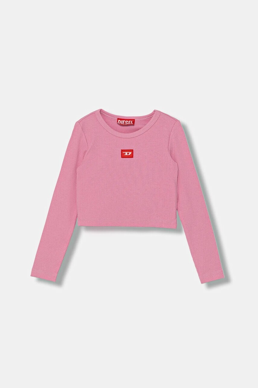 Detské tričko s dlhým rukávom Diesel TBALLETD T-SHIRT ružová farba, J02452