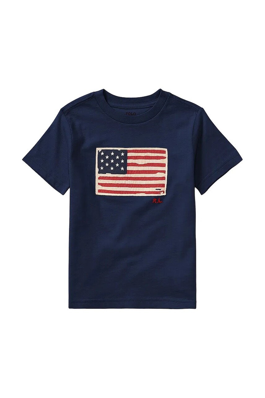 Detské bavlnené tričko Polo Ralph Lauren tmavomodrá farba, s nášivkou, 322843794001