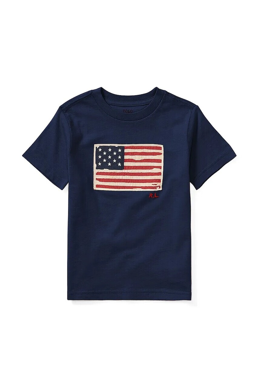 Detské bavlnené tričko Polo Ralph Lauren tmavomodrá farba, s nášivkou, 323843794001