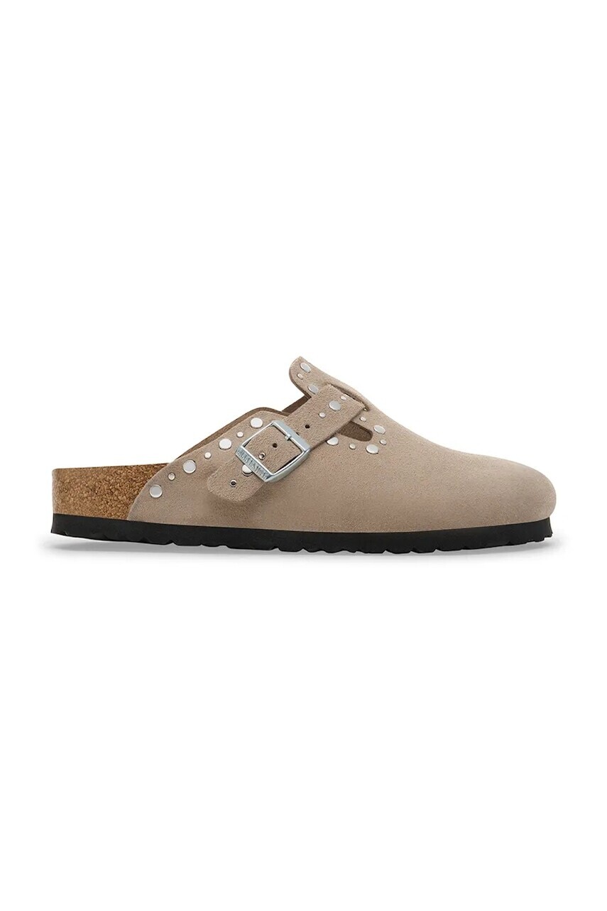 Semišové šľapky Birkenstock Boston Rivet béžová farba, 1030418