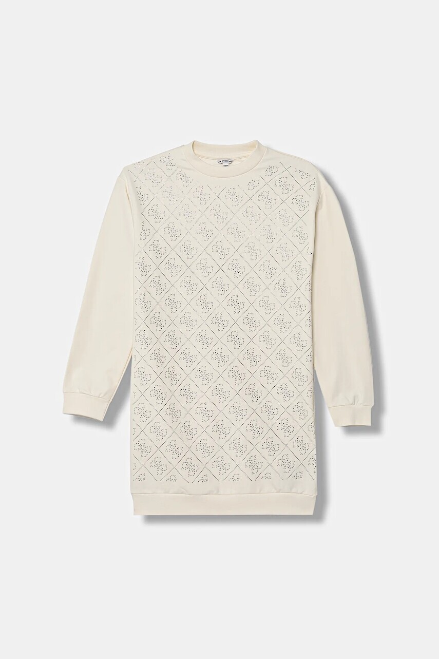 Dievčenské šaty Guess béžová farba, mini, rovný strih, J5YK02 KA6V4