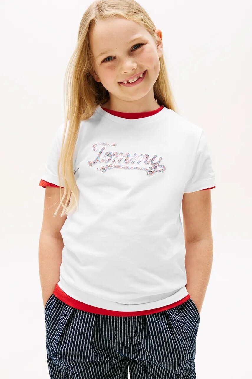 Bavlnené tričko Tommy Hilfiger biela farba, KG0KG08637