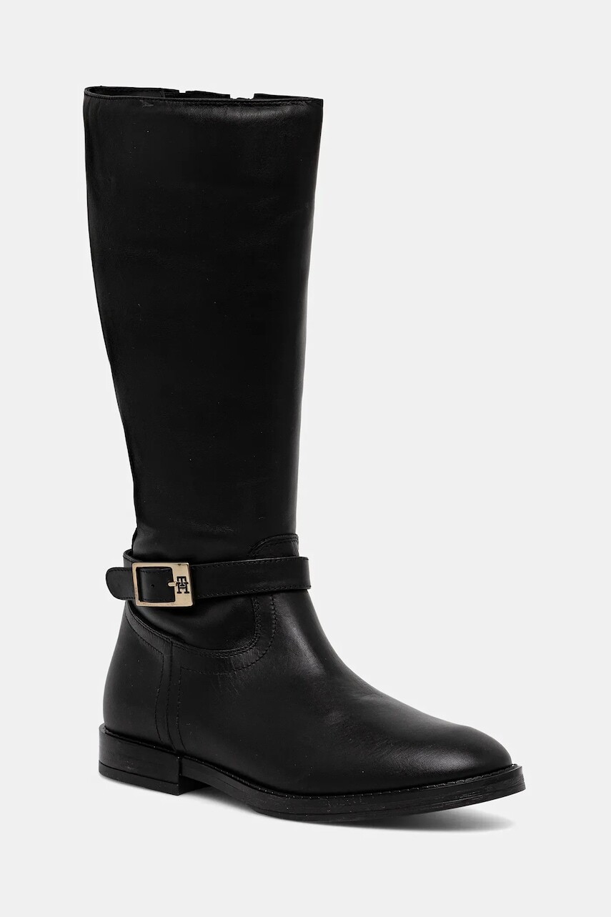 Detské kožené čižmy Tommy Hilfiger čierna farba, T4A6-34037