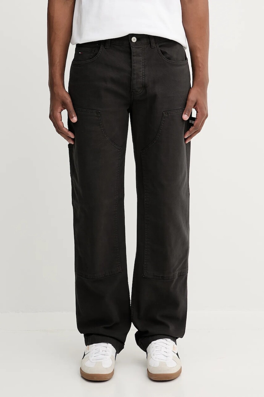 Nohavice Tommy Jeans čierna farba, strih chinos, DM0DM21703