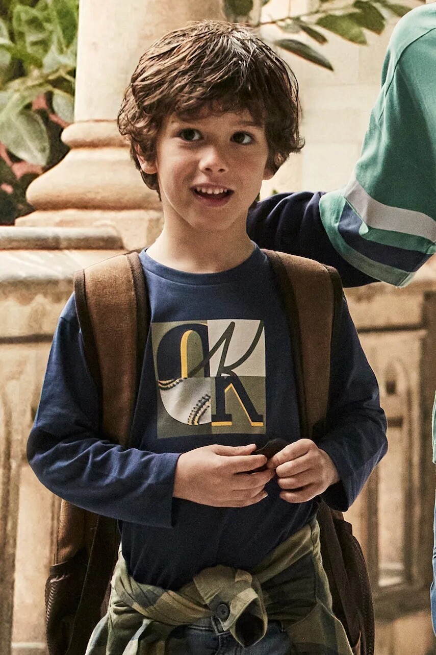 Bavlnené tričko s dlhým rukávom Mayoral tmavomodrá farba, 4076