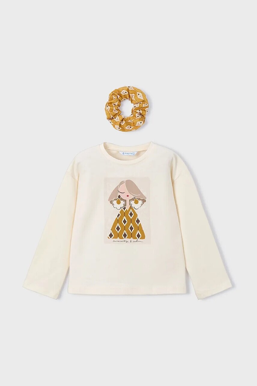 Bavlnené tričko s dlhým rukávom Mayoral žltá farba, 4006