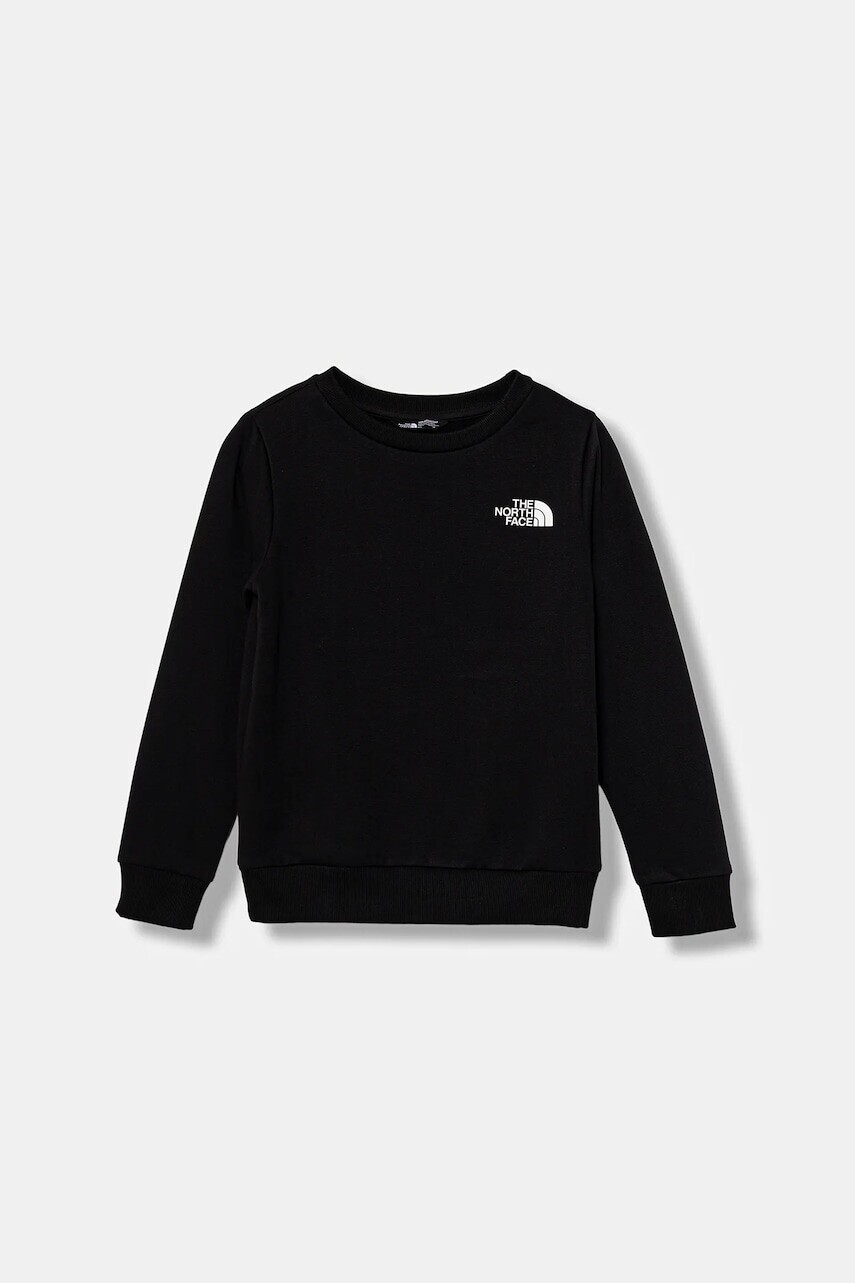 Detská mikina The North Face TEEN SIMPLE DOME CREW čierna farba, s potlačou, NF0A8AXYJK31