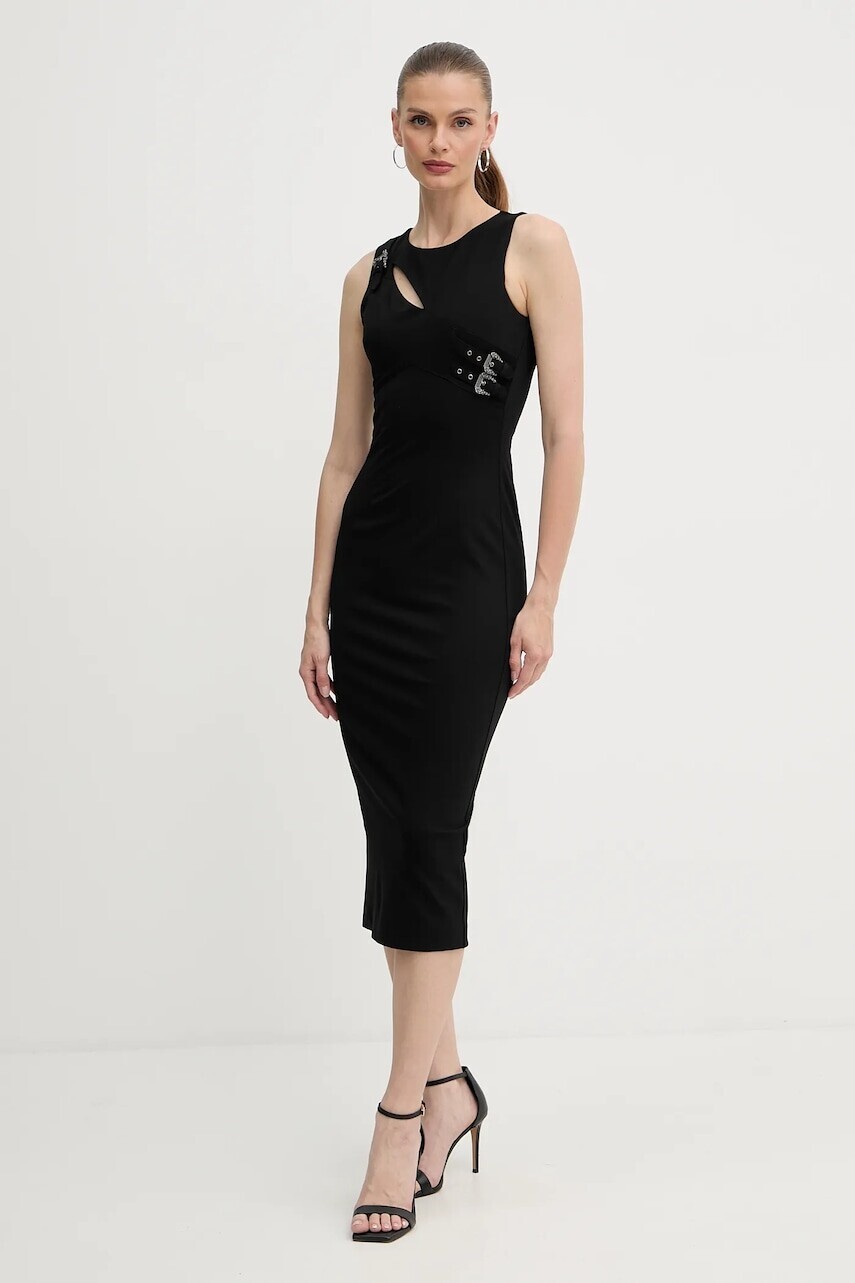 Šaty Versace Jeans Couture čierna farba, midi, priliehavé, 79HAO908 J0092