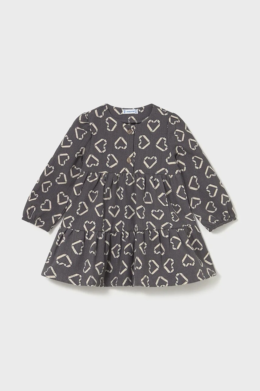 Dievčenské šaty Mayoral šedá farba, mini, áčkový strih, 2915