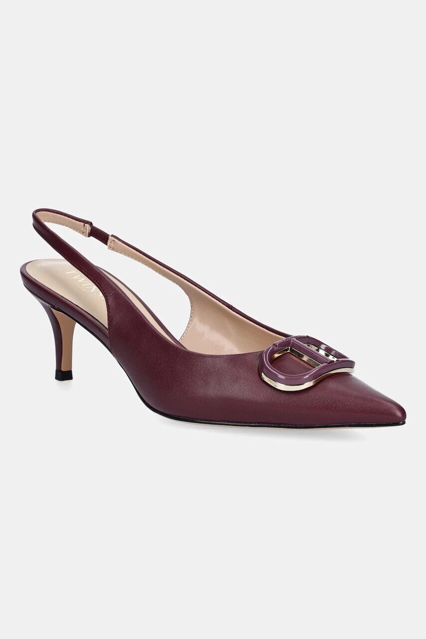 Kožené lodičky Twinset bordová farba, 252TCP030