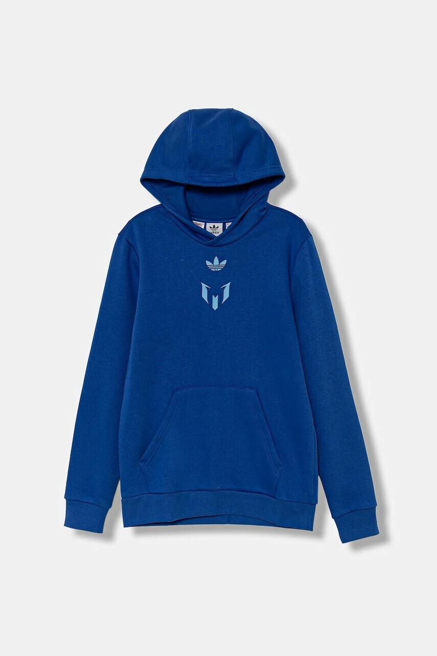Detská mikina adidas Performance MESSI modrá farba, s kapucňou, s potlačou, JY9542