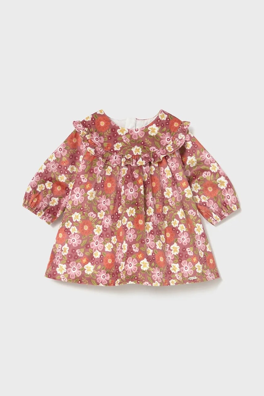 Šaty pre bábätká Mayoral Newborn ružová farba, mini, áčkový strih, 2822