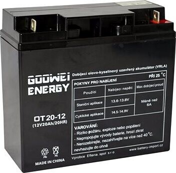 GOOWEI ENERGY Bezúdržbový olovený akumulátor AGM OT20-12 L1, 12 V, 20 Ah