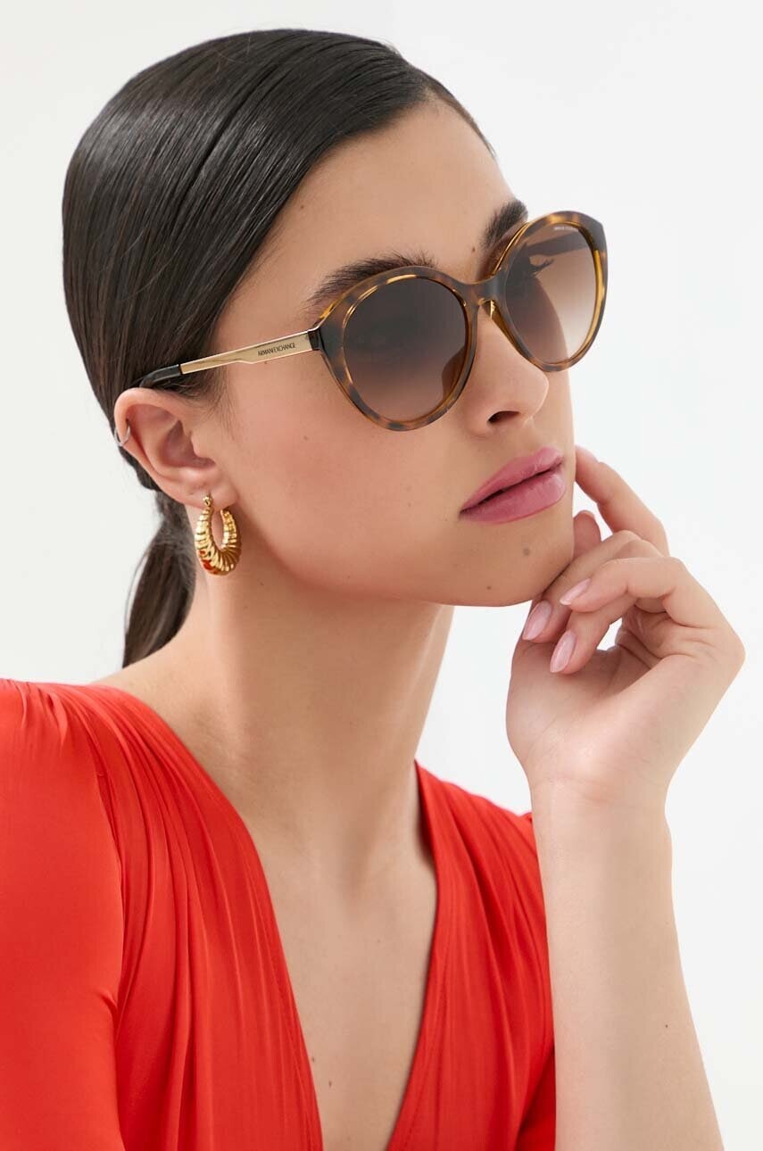 Slnečné okuliare Armani Exchange dámske, hnedá farba, 0AX4134S