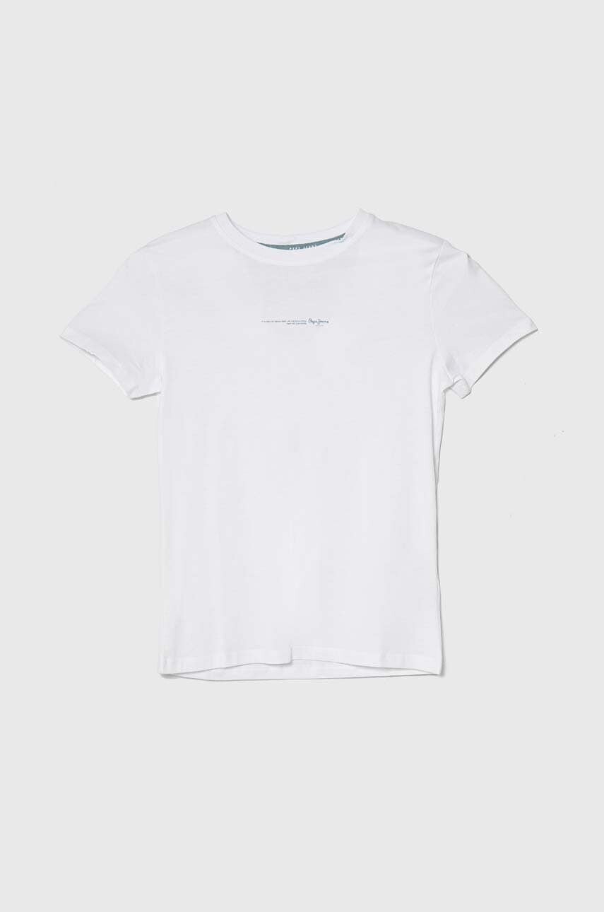 Detské bavlnené tričko Pepe Jeans DAVIDE TEE biela farba, jednofarebné