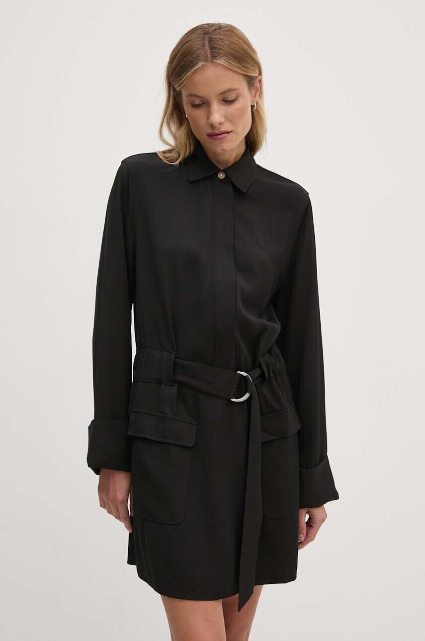 Šaty Tommy Hilfiger čierna farba, mini, áčkový strih, WW0WW42308