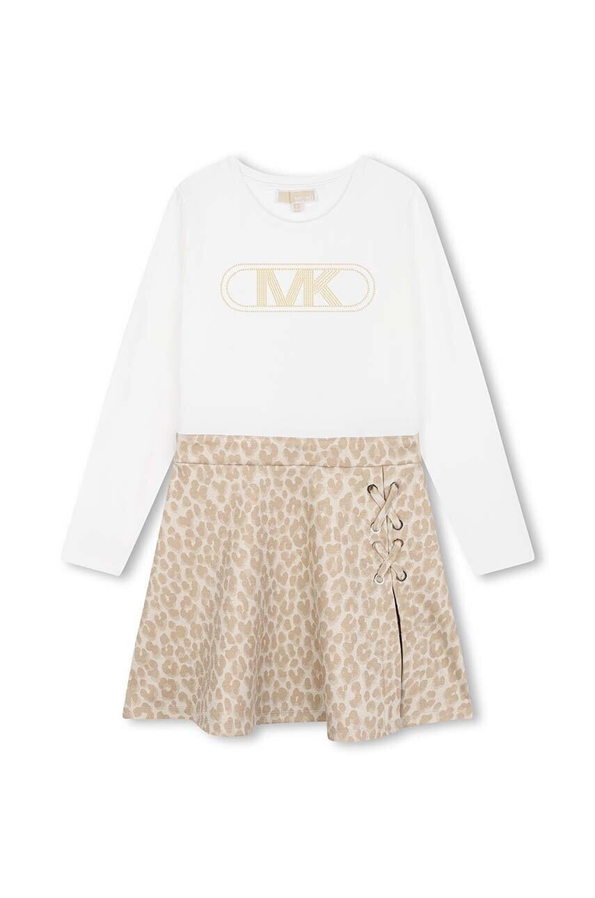 Dievčenské šaty Michael Kors béžová farba, mini, áčkový strih, R30171