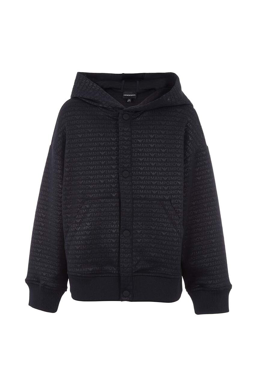 Detská mikina Emporio Armani tmavomodrá farba, s kapucňou, vzorovaná, 6D4BJM 4JHYZ