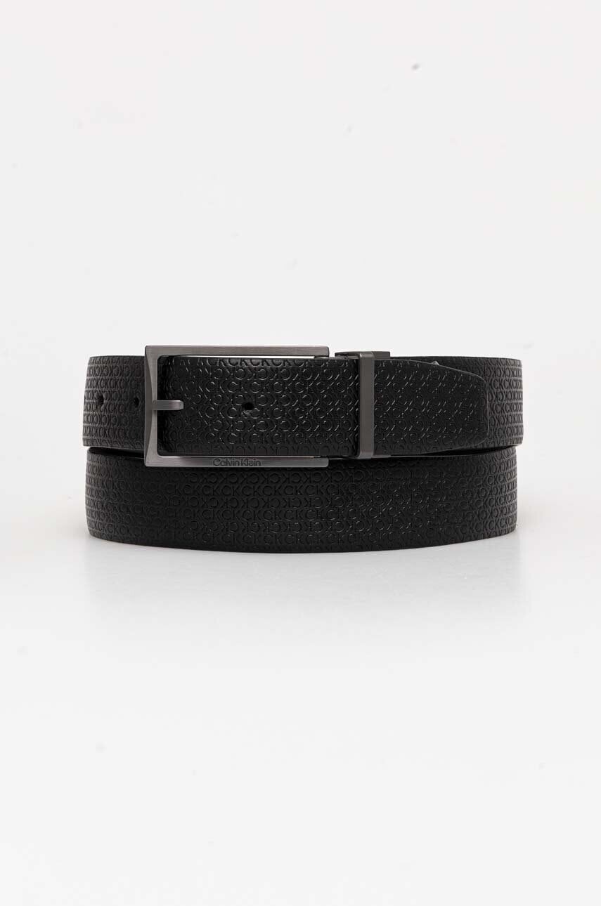 Obojstranný kožený opasok Calvin Klein pánsky, čierna farba, K50K512341