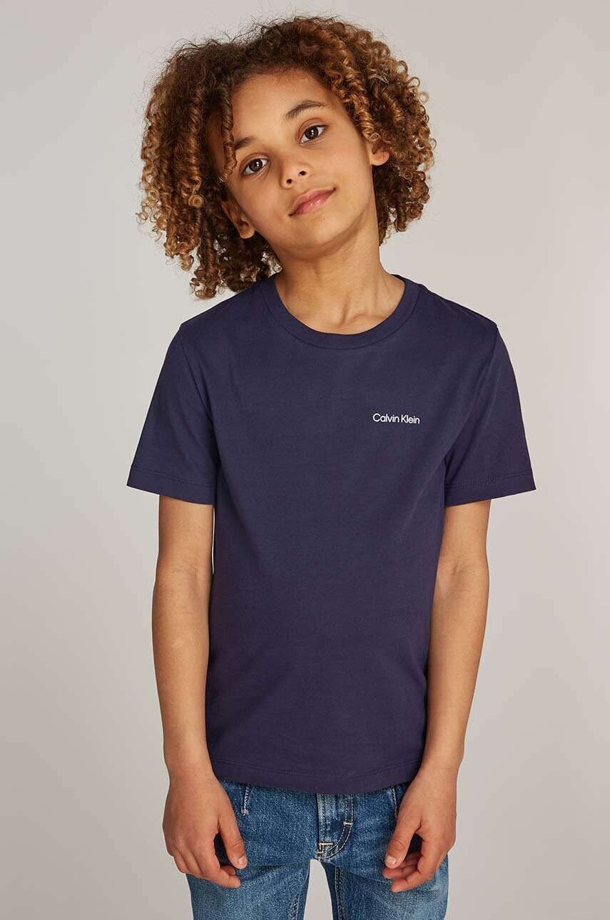Detské bavlnené tričko Calvin Klein Jeans čierna farba, s potlačou, IU0IU00683