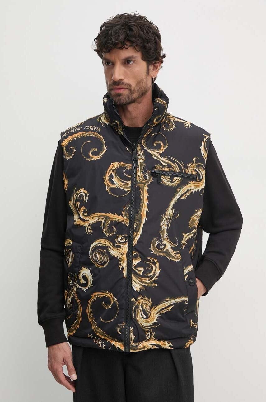 Obojstranná páperová vesta Versace Jeans Couture pánska, čierna farba, 77GAPD22 CQD54