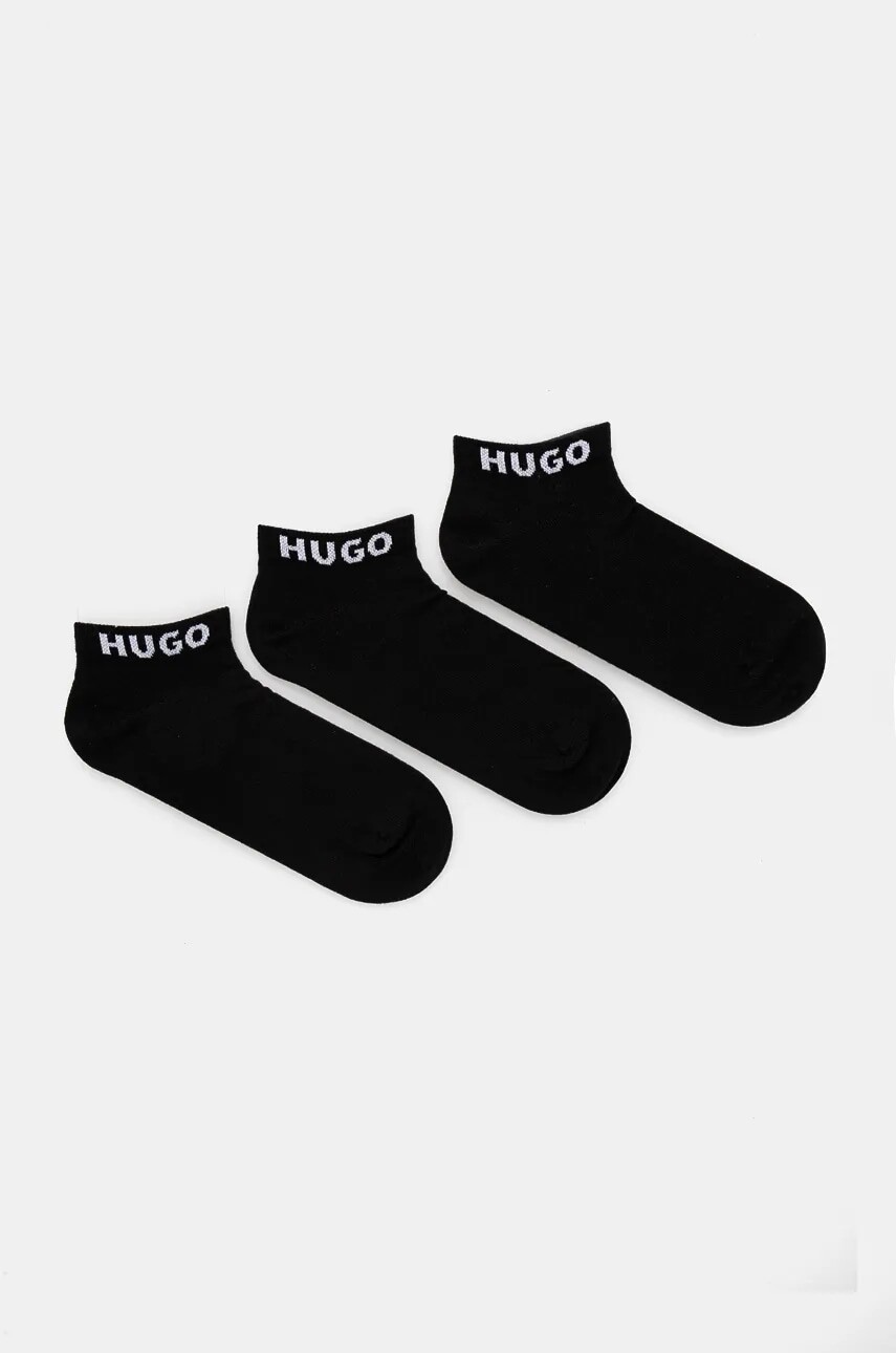 Ponožky HUGO 3-pak dámske, čierna farba, 50516407
