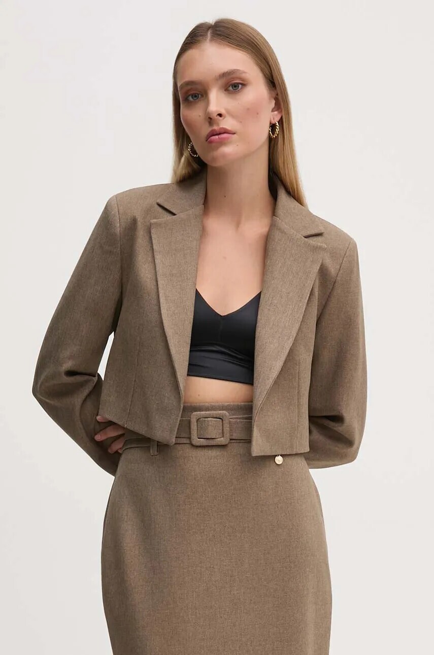 Sako Artigli béžová farba, bez zapínania, melanžové, ACGI000649