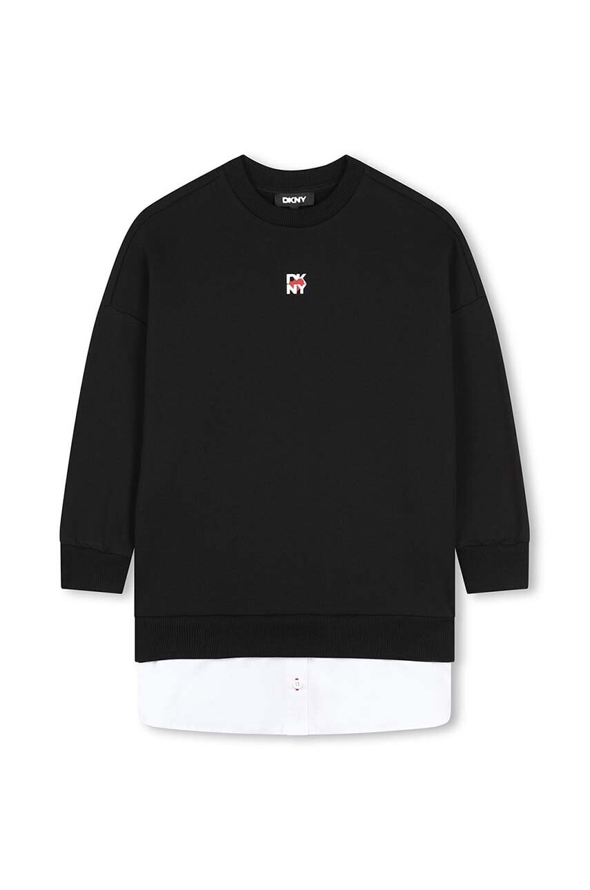Dievčenské šaty Dkny čierna farba, mini, oversize, D62067
