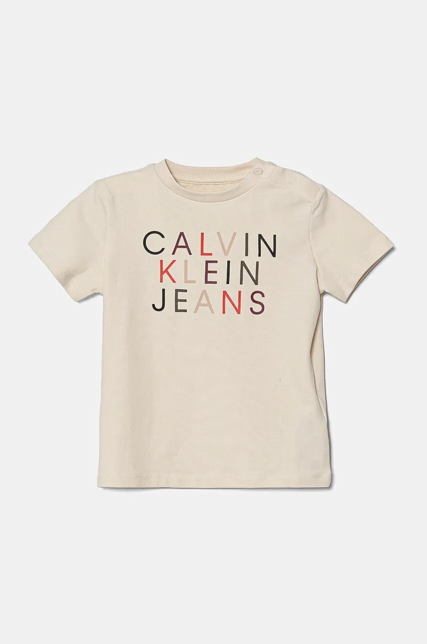 Tričko pre bábätko Calvin Klein Jeans béžová farba, IN0IN00222