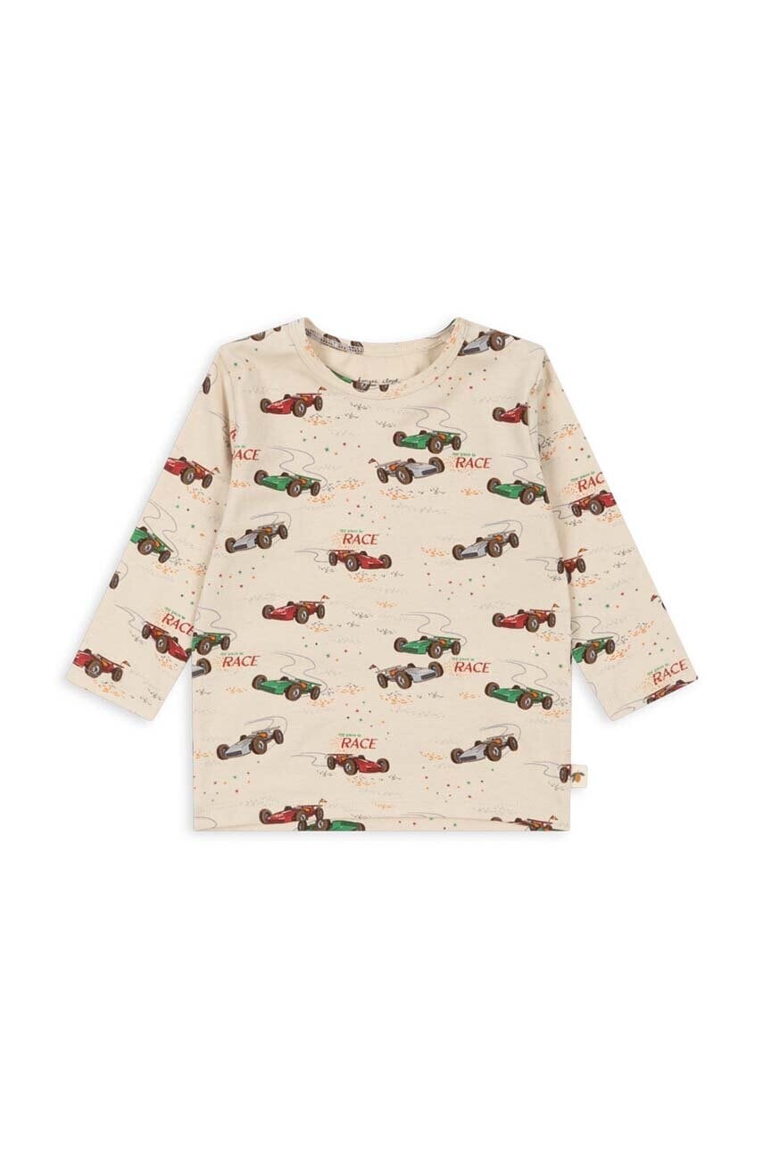 Tričko s dlhým rukávom pre bábätká Konges Sløjd BASIC BLOUSE GOTS béžová farba, vzorované, KS101412